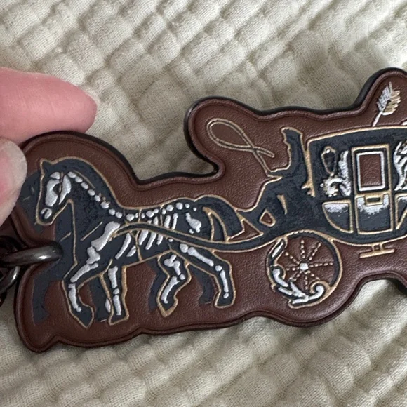 Coach Chelsea Champlain Skeleton Horse Brown Carriage Keychain - Picture 4 of 7